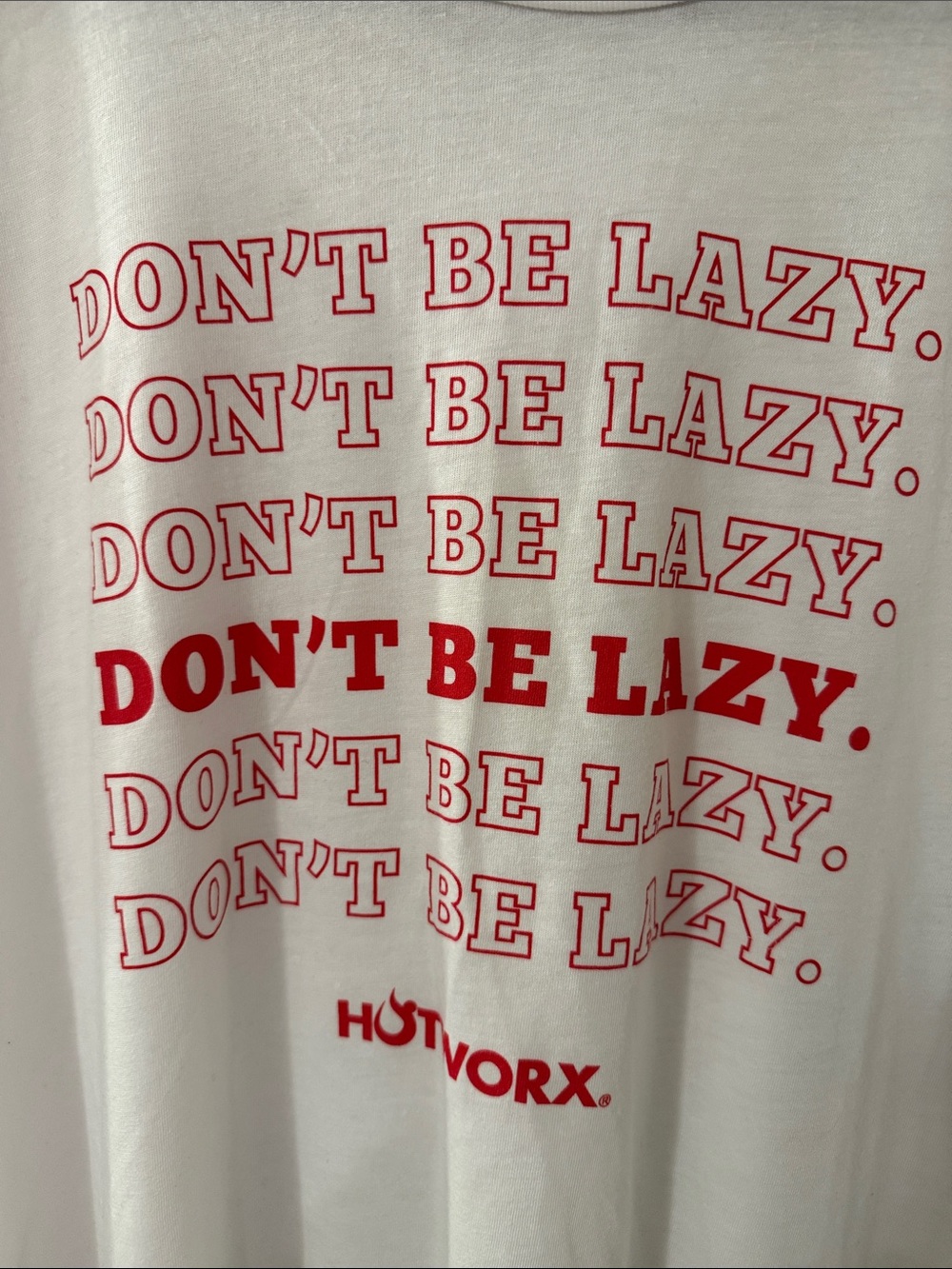 🧡 NWOT DON'T BE LAZY HOTWORX Graphic Tee in White & Red